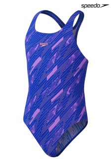 Speedo Girls Blue HyperBoom Allover Medalist Swimsuit (439683) | €26