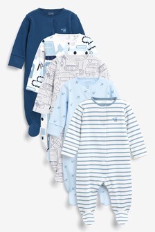 5 Pack Printed Sleepsuits (0-2yrs)