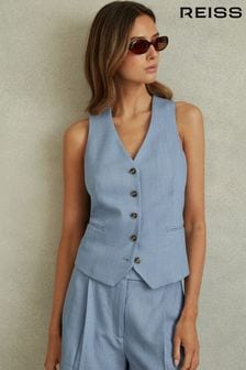Reiss Blue June Single Breasted Suit Waistcoat with TENCEL™ Fibers (439722) | 1,132 SAR