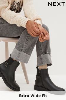 Black Extra Wide Fit Forever Comfort® Buckle Detail Ankle Boots (439856) | €27