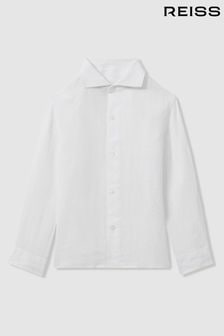 Reiss White Ruban Linen Button-Through Shirt (439937) | kr765
