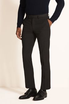 Moss Slim Fit Machine Washable Charcoal Plain Trousers with Stretch (439960) | ₪ 186