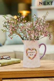 Multi Loveliest Mum Inscribed Floral Ceramic Jug Vase (440127) | 78 QAR