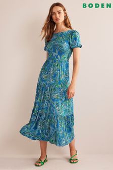 Boden Blue Open Back Maxi Tiered Dress (440581) | €54