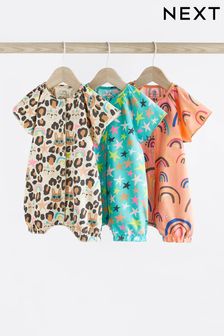 Blue/Orange/Animal Print Baby Rompers 3 Pack (440622) | CA$42 - CA$53