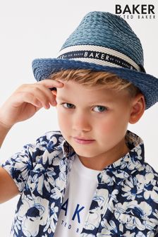 Baker by Ted Baker Boys Blue Trilby Straw Hat (440783) | 161 SAR