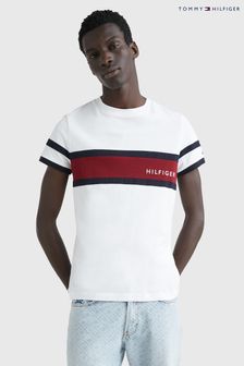 Biała koszulka w bloki kolorów Tommy Hilfiger (441175) | 172 zł