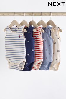 Red/Navy Nautical Baby Bodysuits 5 Pack (441543) | €20 - €23