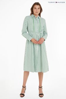 Зеленое платье-рубашка миди в полоску Tommy Hilfiger (442235) | €118