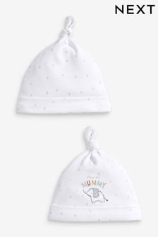 大象媽媽 - 頂部綁帶嬰兒帽2件裝 (0-6個月) (442614) | NT$180