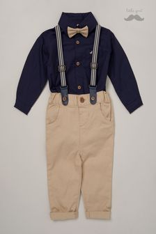 Dunkelblau - Little Gent Baby Body mit Hemdlage und Latzhose aus Baumwolle mit Hosenträger (442638) | 47 €