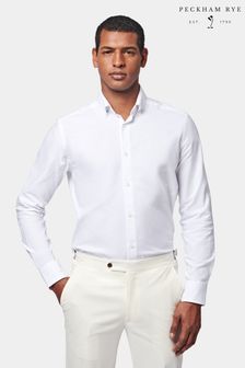 أبيض - قميص أكسفورد رسمي بكم طويل من Peckham Rye (443060) | $118