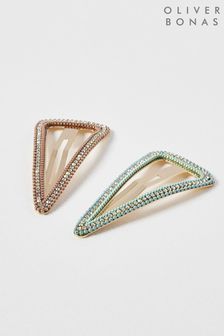 Oliver Bonas Gold Cecilia Triangular Chain Detail Clips Two Pack (443619) | €25