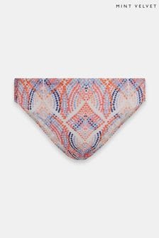 Mint Velvet Cream/Coral Pink Ruched Side Bikini Briefs (443688) | €40