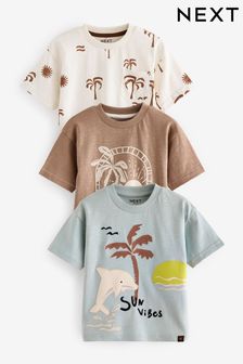 Blue/Brown Short Sleeve Character T-Shirts 3 Pack (3mths-7yrs) (443978) | $29 - $36