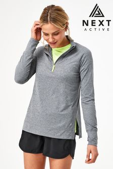 אפור פחם - חולצת ריצה של Next Active Sports עם צווארון מרוכסן (444182) | ‏70 ₪
