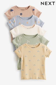 Gelb - Rippen-T-Shirts mit kurzen Ärmeln 5er-Packung​​​​​​​ (3 Monate bis 7 Jahre) (444345) | 27 € - 33 €