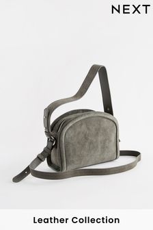 رمادي - حقيبة تعلق حول الجسد جلد سويدي بتصميم باستدارة علوية (444409) | 24 ر.ع