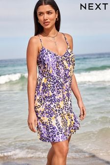 Purple & Green Leopard Mini Slip Summer Dress (444616) | €12