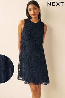 Темно-синий - Платье-а-силуэта с 3D-отделкой (444631) | €50
