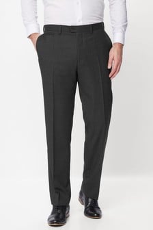 Charcoal Grey Regular Fit Wool Blend Textured Trousers (444813) | $53 - $55