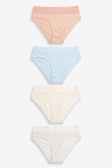 Lot de 4 culottes en coton mélangé avec bordure en dentelle