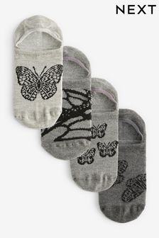 Noir et blanc motif papillon - Lot de 4 chaussettes invisibles (445267) | €8