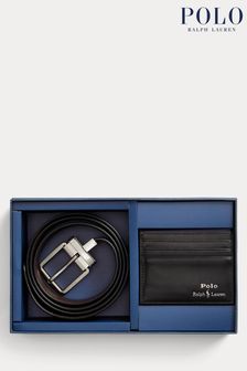 Polo Ralph Lauren Brown Leather Belt And Card Case Gift Set