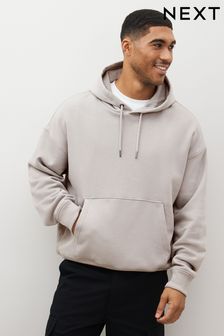 Light Grey Oversized Jersey Cotton Rich Overhead Hoodie (445549) | AED60