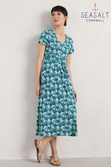 Women s Seasalt Cornwall Blue Summer Dress Midi Squareneck Next