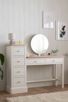Chalk White Hampton Painted Oak Collection Luxe Side Pedestal Console Dressing Table (446580) | €1,225