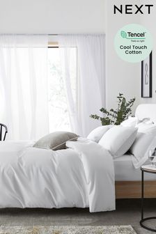 طقم سرير أبيض ‪TENCEL™‬ ناعم الملمس 200 خيط في البوصة المربعة