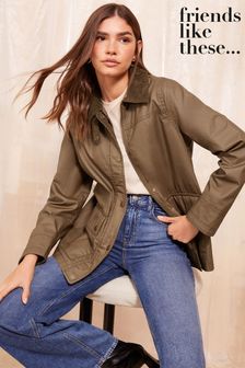 Friends Like These Khaki Green Coated Jacket with Co-orduroy Collar (446946) | 435 zł