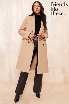 Friends Like These Camel Petite Mid Length Boucle Coat (447026) | €86