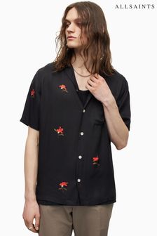AllSaints Black Short Sleeve Elvissa Shirt (447043) | LEI 591