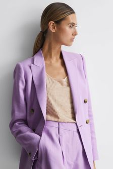 Reiss Lilac Hollie Petite Double Breasted Linen Blazer (447164) | NT$17,880