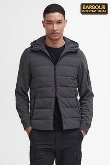 אפור כהה - Barbour® International Dark Grey Stanley Hooded Quilted Jersey Sleeve Jacket (447612) | ‏800 ‏₪