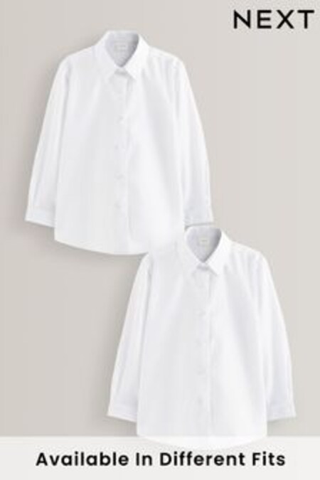 أبيض - حزمة من 2 قميص مدرسي رسمي بكم طويل (3-17 سنة) (447949) | 5 ر.ع - 8 ر.ع
