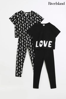 River Island Love Girls T-Shirt and Leggings Sets 2 Pack