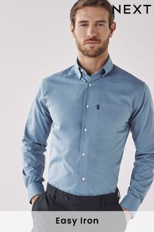 暗藍色 - 標準款剪裁單袖口 - 易燙紐扣牛津襯衫 (448612) | NT$760