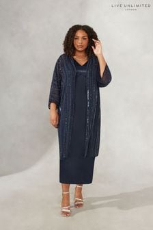 Live Unlimited Curve Navy Blue Beaded Kimono Cover-Up (448709) | €66