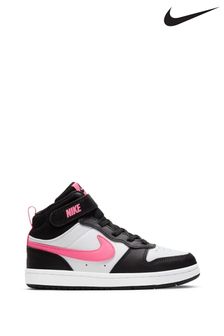 לבן/שחור/ורוד - נעלי ספורט Court Borough Mid של Nike לילדים (449066) | ‏226 ‏₪