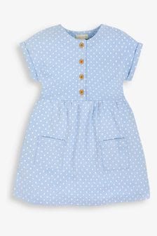 JoJo Maman Bébé Blue Spot Button Front Dress (449141) | $52