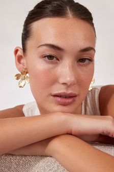 Gold Tone Statement Flower Earrings (449201) | ₪ 35