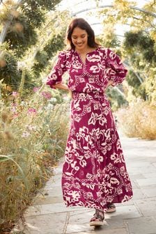 FatFace Purple Jayla Wallpaper Floral Maxi Skirt (449250) | 332 SAR