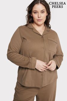 Chelsea Peers Brown Curve Organic Cotton Button Up Pyjama Set (449451) | €69