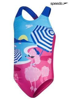 Costum de baie cu imprimeu digital pentru fete Speedo Roz (449696) | 84 LEI