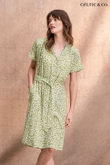 Celtic & Co. Green Viscose Button Through Knee Length Dress (449937) | €72