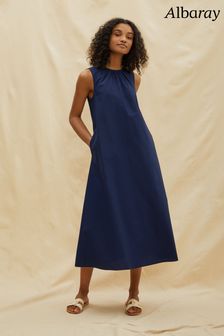 Albaray Blue Organic Cotton Sleeveless Midi Dress (450180) | 133 €