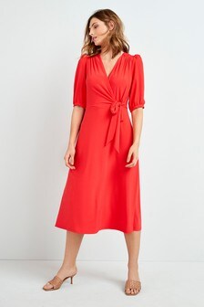Orange Tie Front Midi Dress (450221) | 24 €